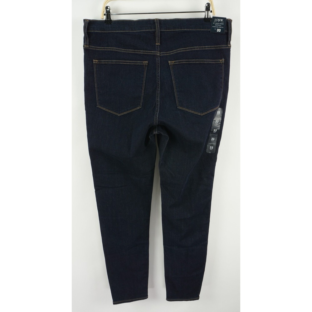 New J.Crew 10" High Rise Skinny Jeans Womens Size 33 Dark Blue Signature Stretch - Picture 2 of 10